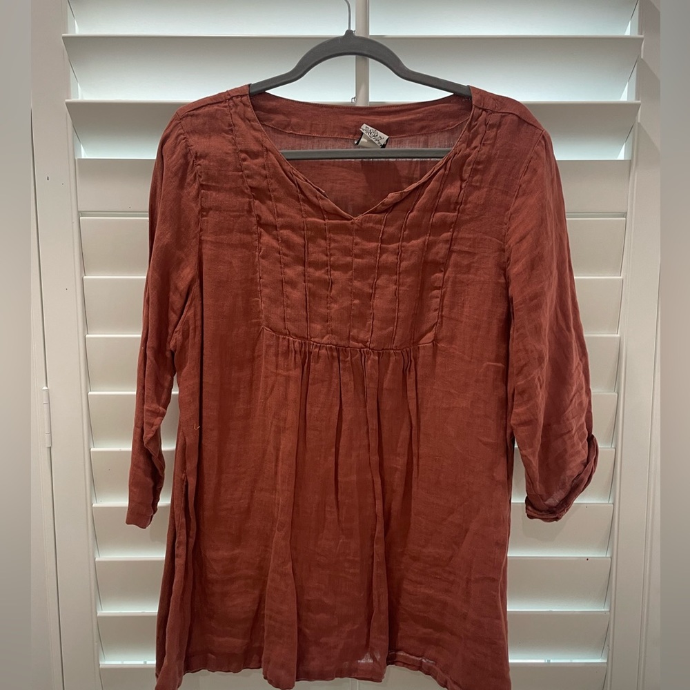Match Point Pleated Linen Tunic Boho